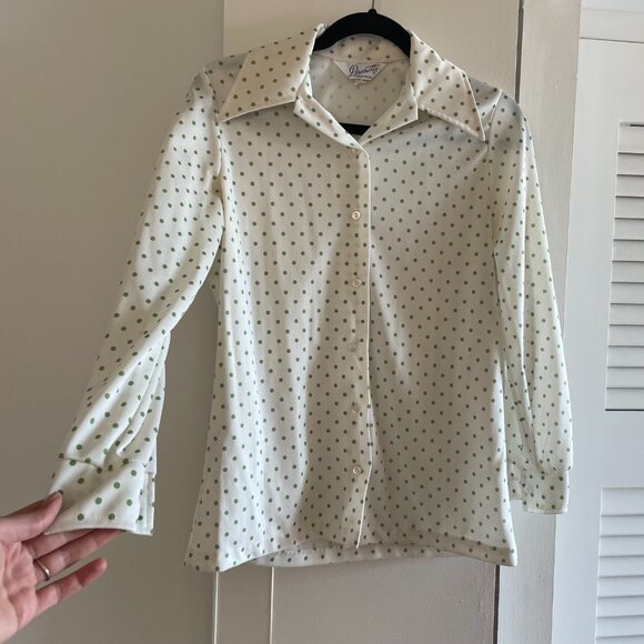 VINTAGE 1960s Devonette Polytron 3 piece set blouse skirt pants size 12 - Picture 3 of 13